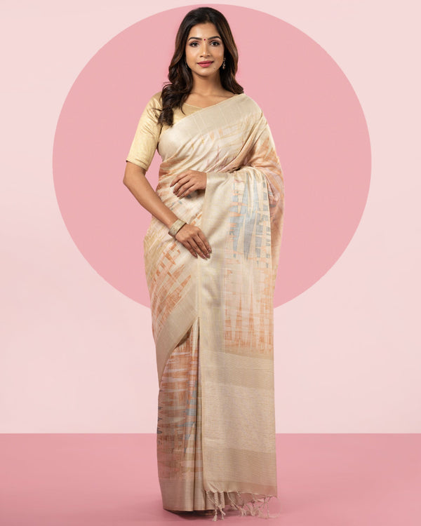 Beige Printed Saree