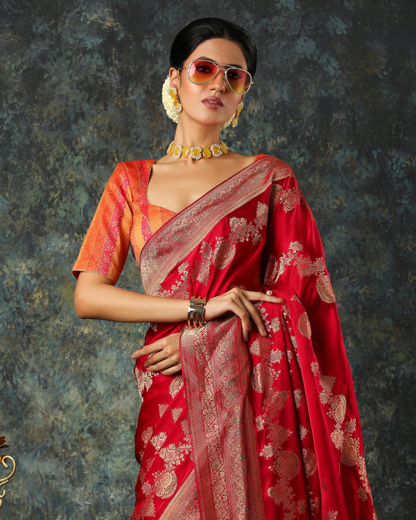 Pink Banarasi Viscose Silk