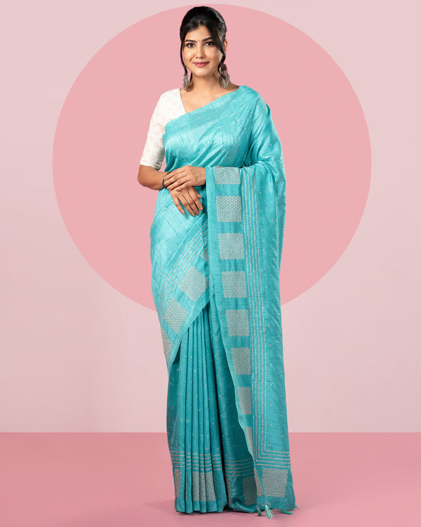 Blue Embroidered Saree