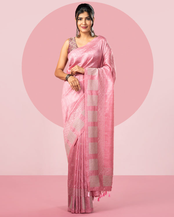 Pink Embroidered Saree