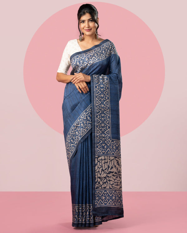 Blue Printed Saree