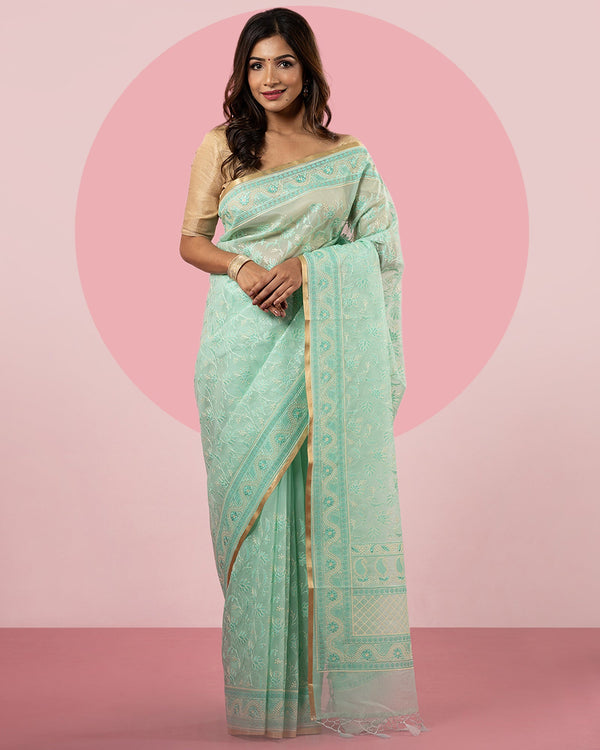 Blue Organza Saree