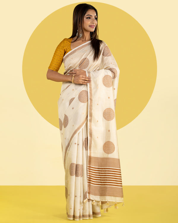 Cream Saree