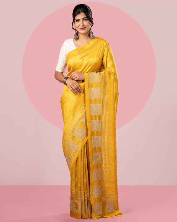 Yellow Embroidered Saree