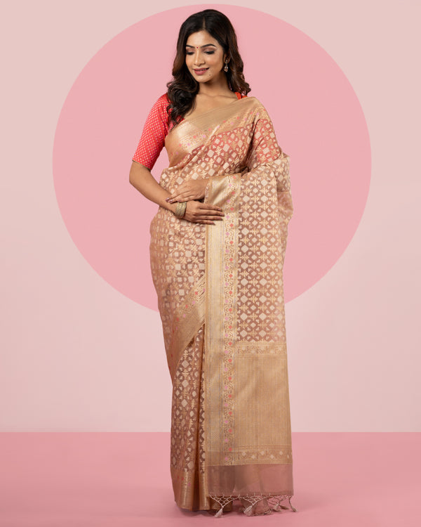 Brown Organza Saree