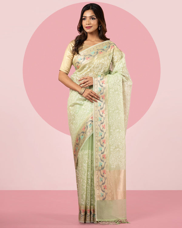 Green Organza Saree