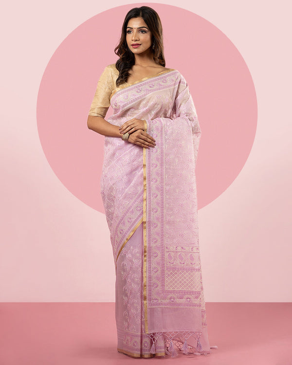 Pink Organza Saree