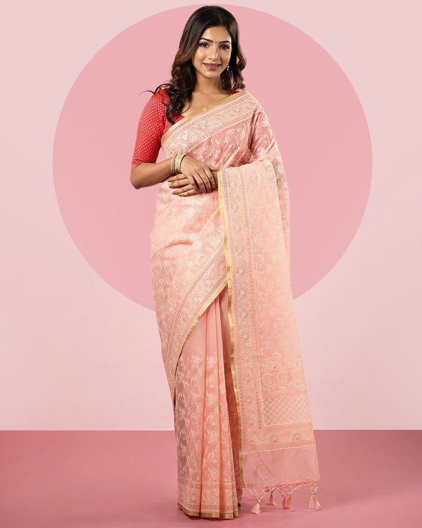 Pink Organza Saree