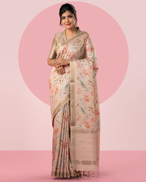 Peach Printed Saree