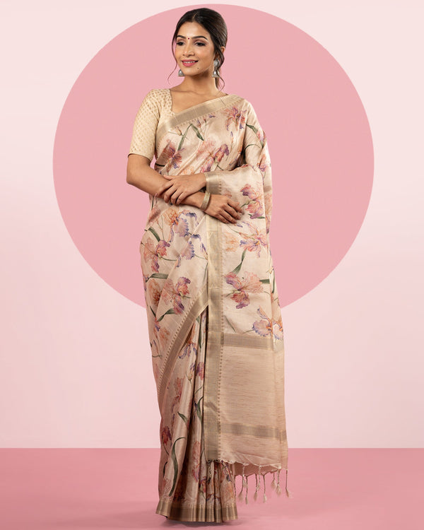 Beige Printed Saree