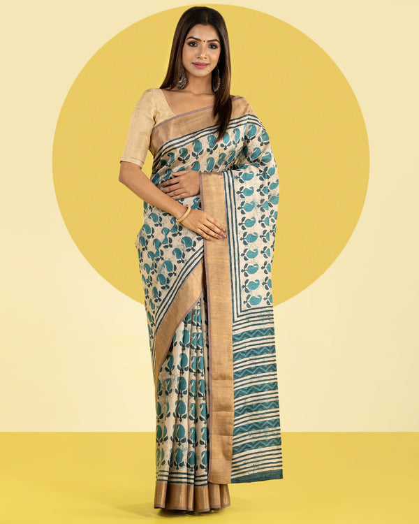 Beige Printed Saree