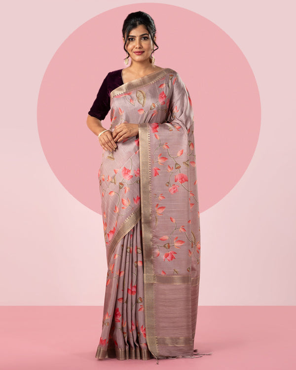 Pink Printed Saree