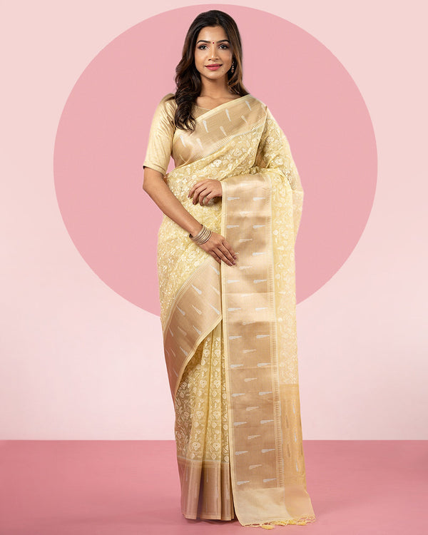 Yellow Organza Saree