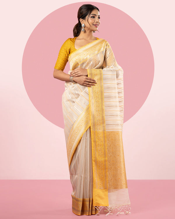 Half-White Organza Saree