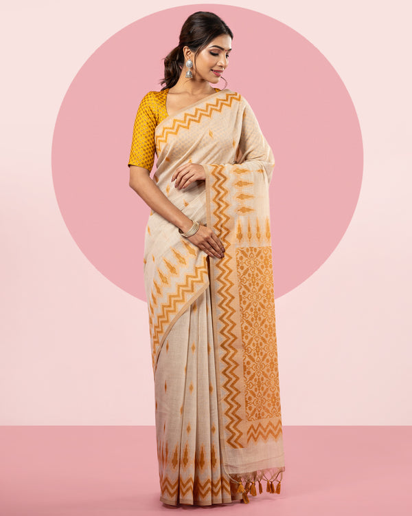 Beige Saree