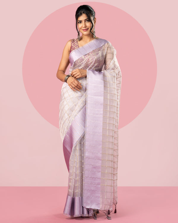 Beige Organza Saree