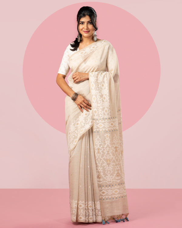 Beige Saree