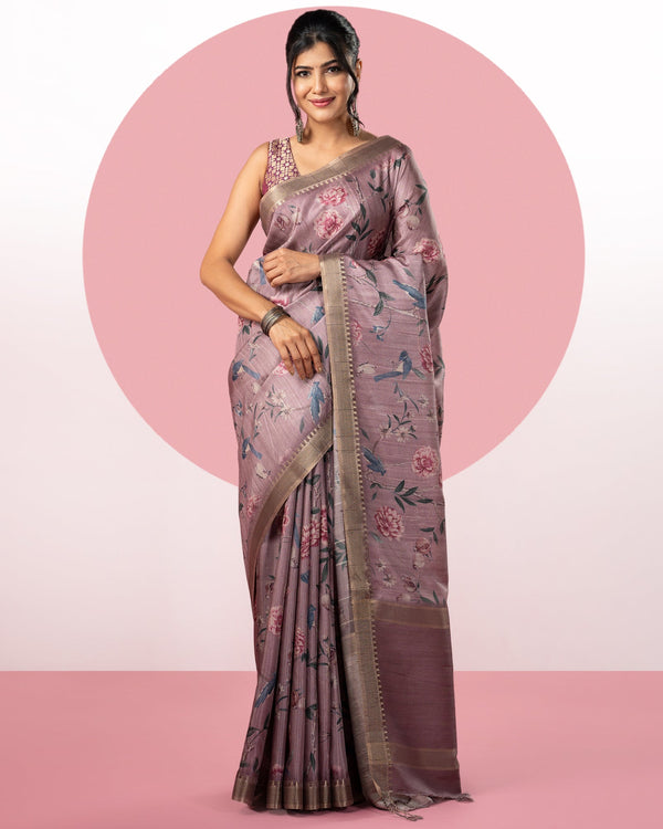 Purple Printed Saree