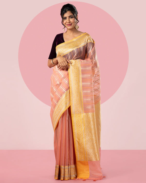 Peach Organza Saree