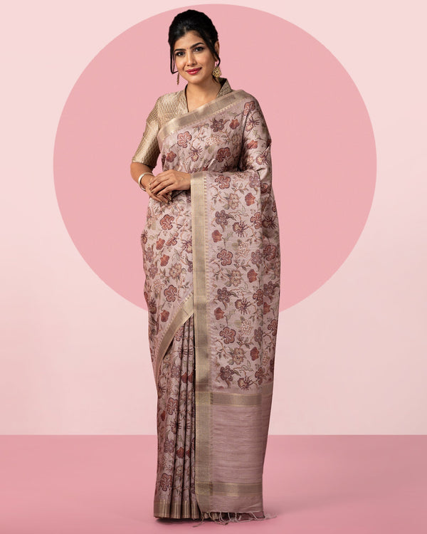 Pink Printed Saree