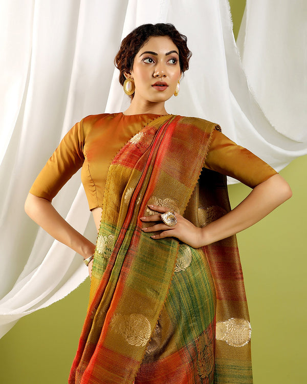 Multi coloured viscose Banaras saree