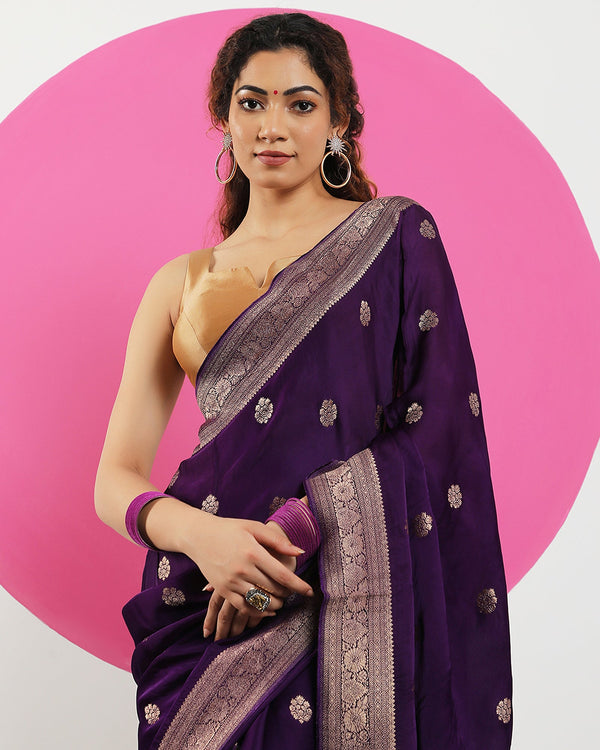 Blue Viscose Crepe Saree