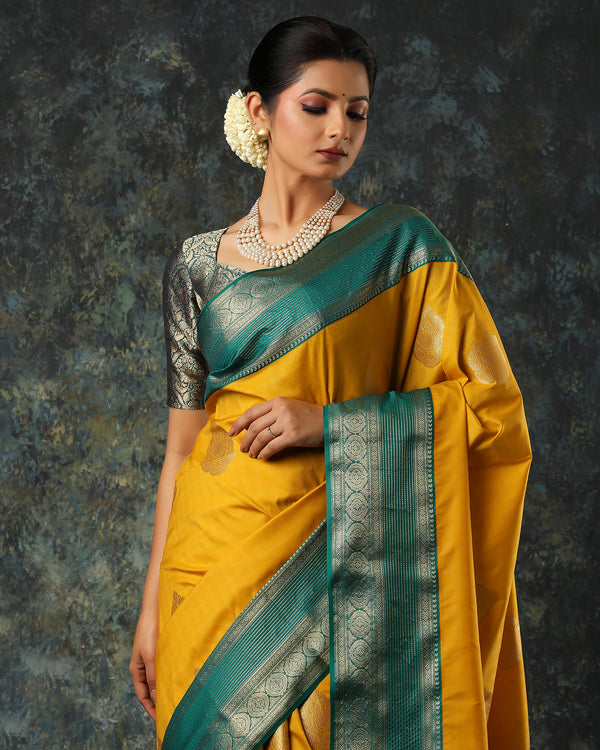 Yellow Fancy Silk Saree