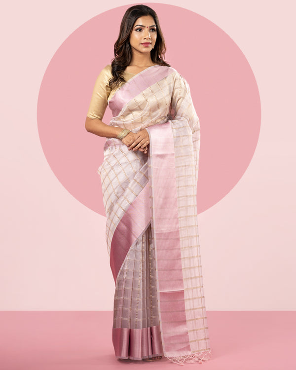 Beige Organza Saree