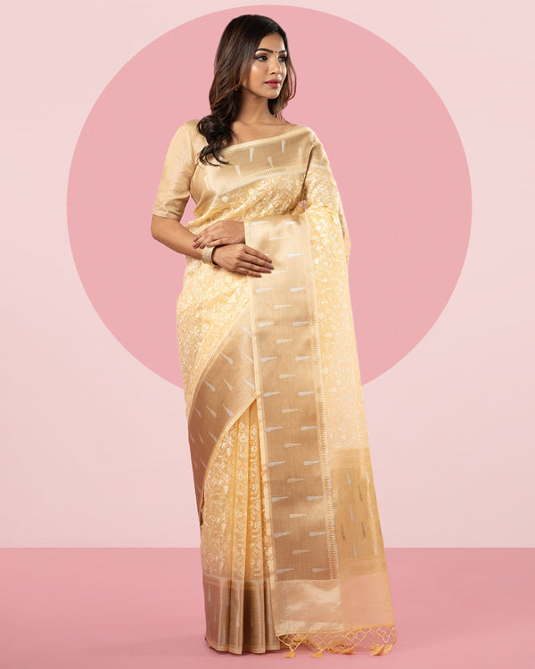 Mustard Yellow Organza Saree