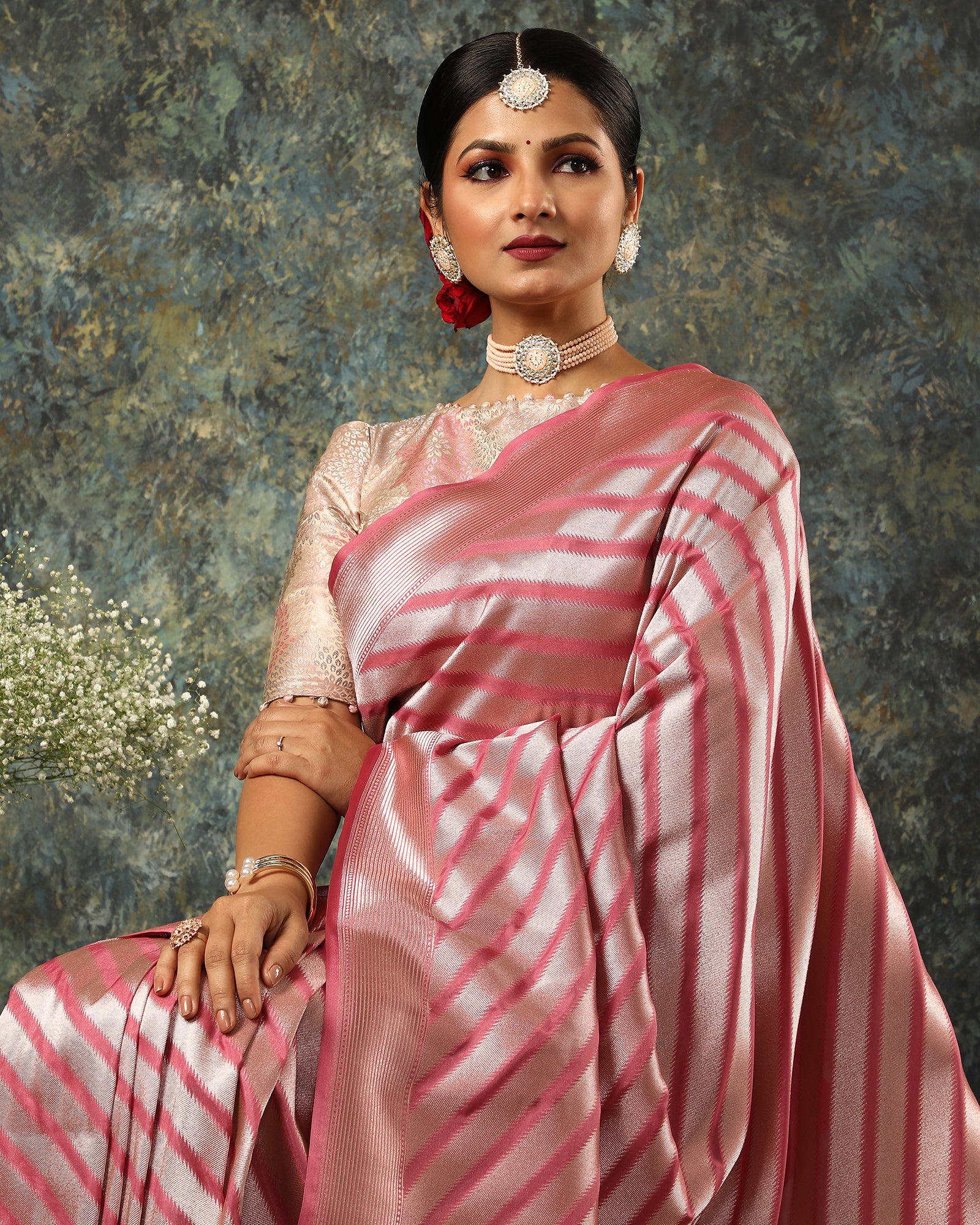 Bridal Pink Banarasi Saree for Women