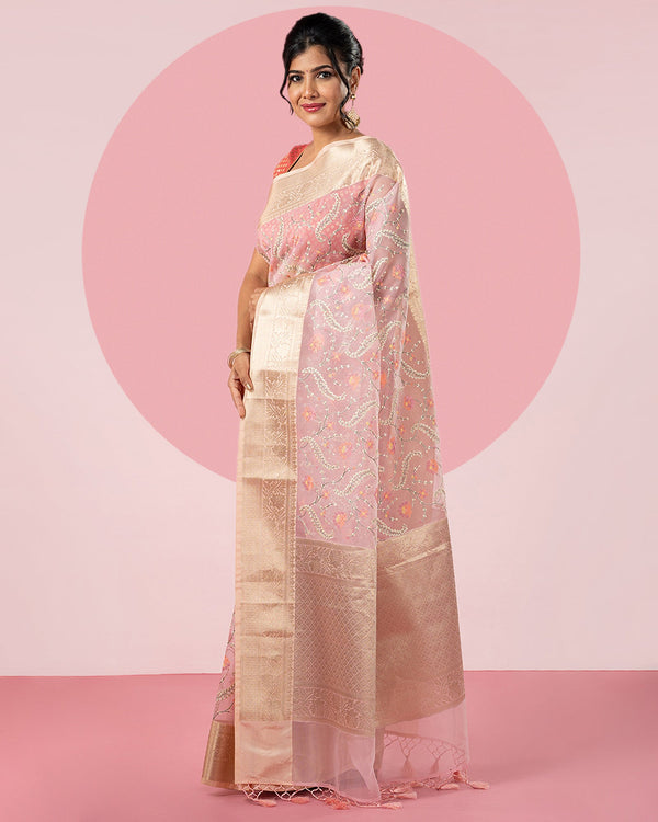 Pink Organza Saree