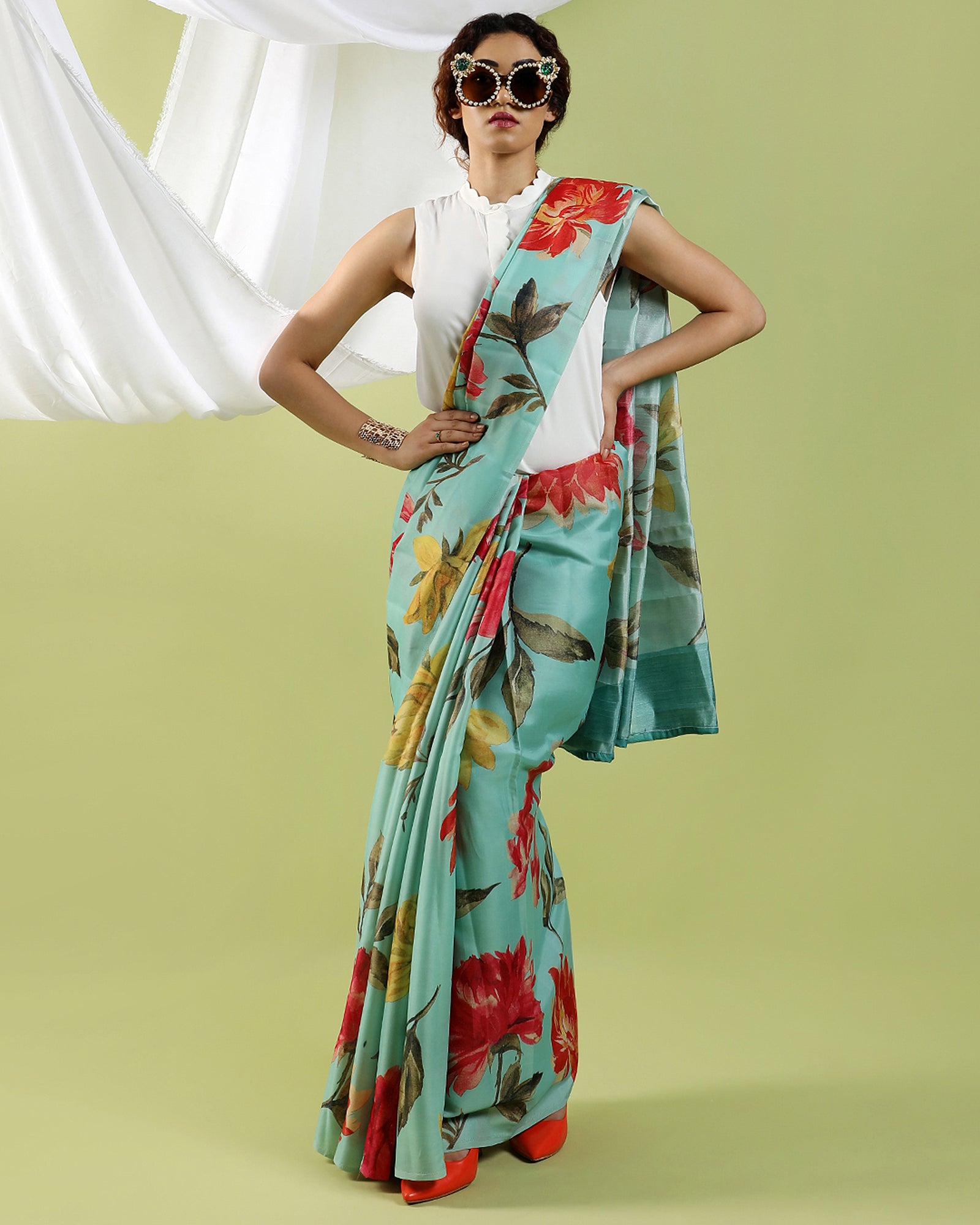 blended georgette saree