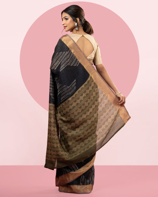 Black Printed Saree