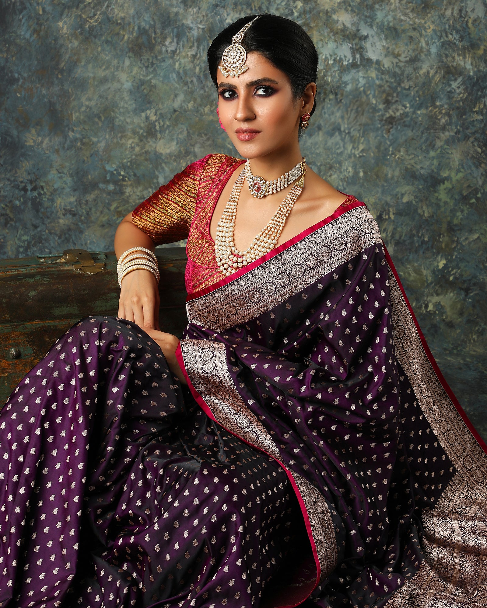 Purple Woven Blended Fancy Banarasi Silk Saree