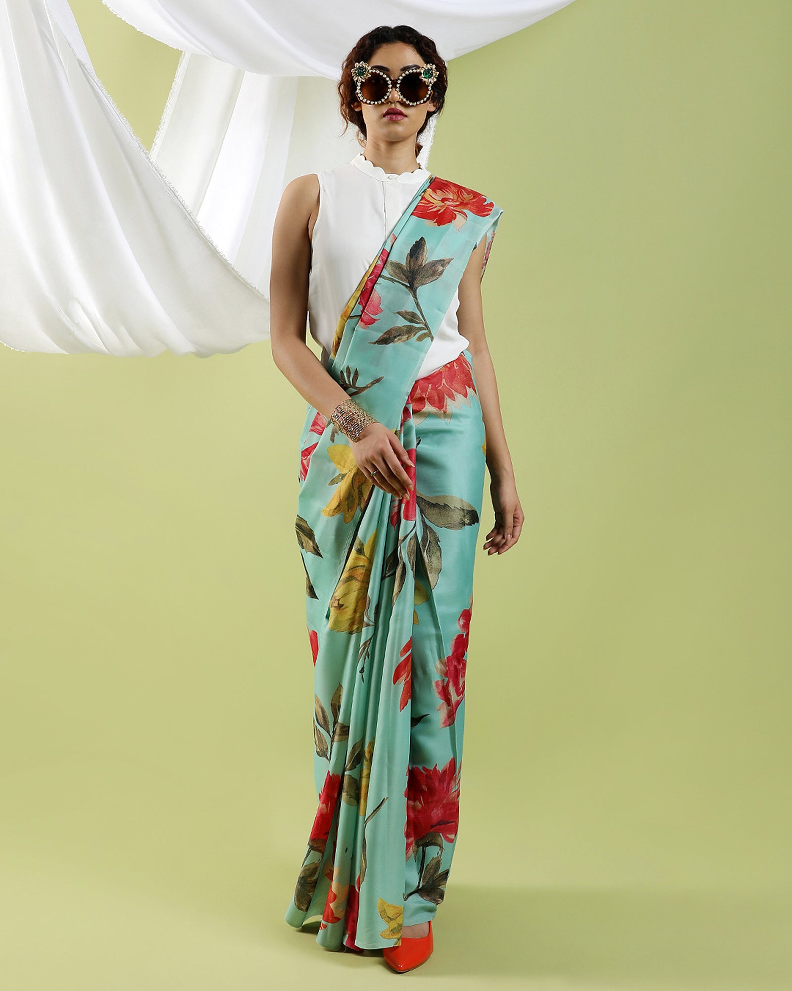 blended georgette saree