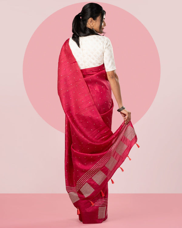 Pink Embroidered Saree