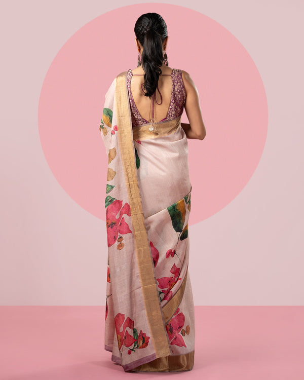 Pink Printed Saree