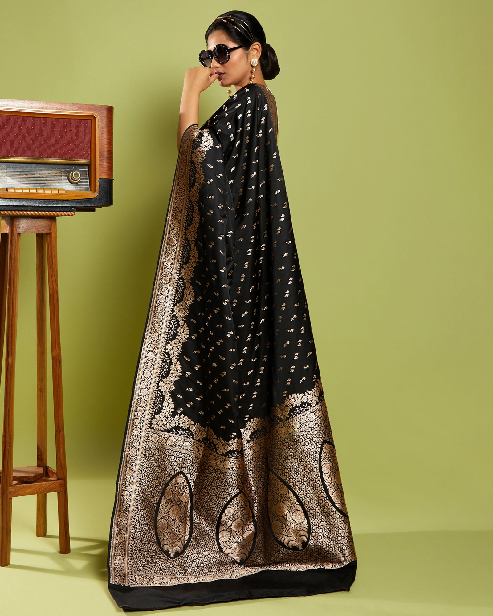 Black Woven Buttis Fancy Blended Banarasi  Silk Saree