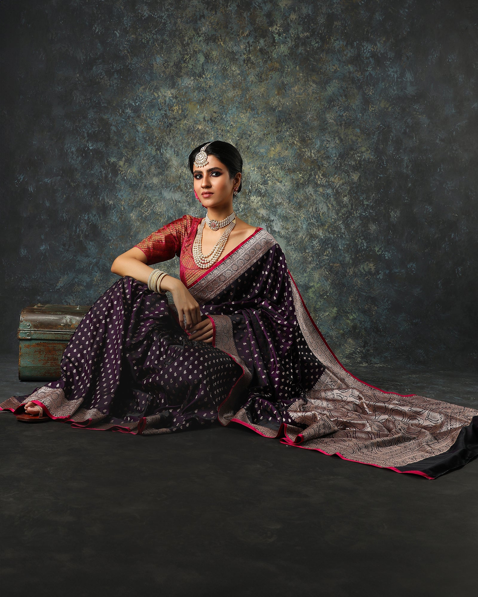 Purple Woven Blended Fancy Banarasi Silk Saree