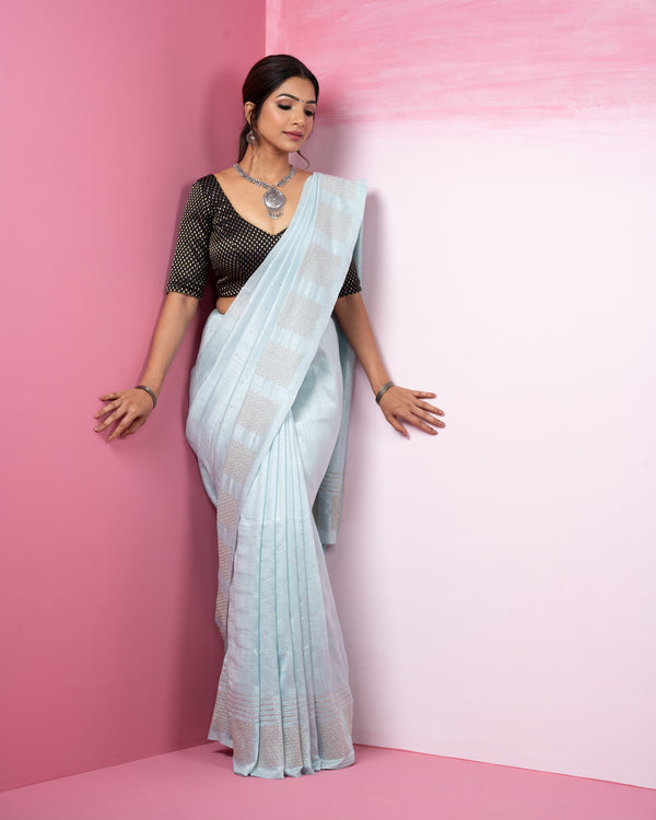 Blue  Tussar saree